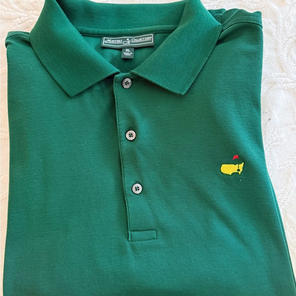 Masters Collection Logo Polo Green Golf Shirt Size Mens Large